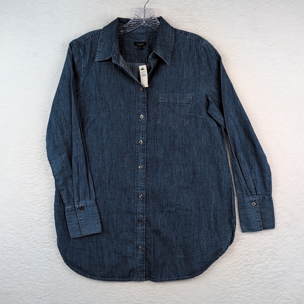 NWT Talbots Boyfriend Denim Shirt Women's Small Chambray Button Down Cotton